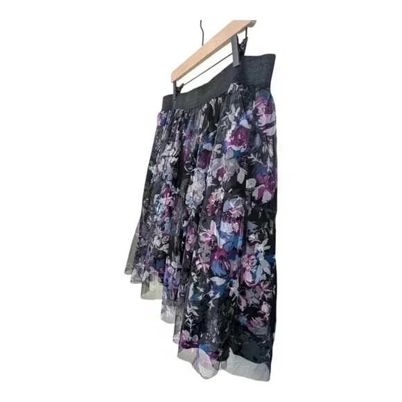 Torrid Women's Skirt Black Purple Floral Tulle Mesh Overlay Skater Full Size 0X - Picture 5 of 15